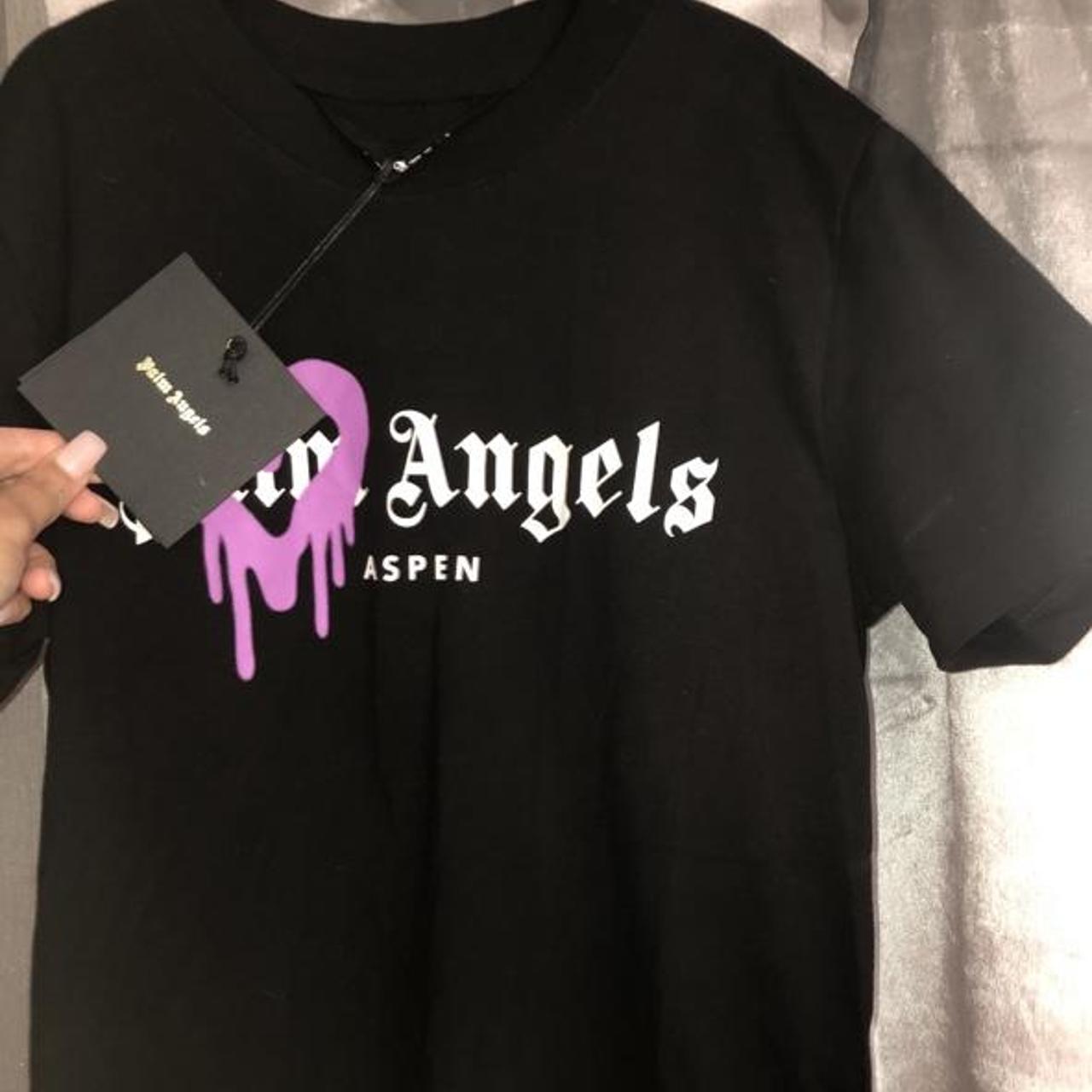 Authentic palm angels sprayed heart T-Shirt Payed... - Depop