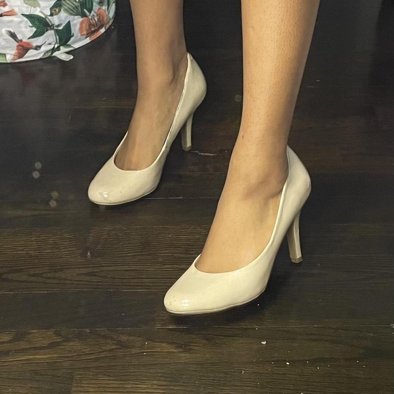 Cream kitten heel pumps So cute for work, church,... - Depop