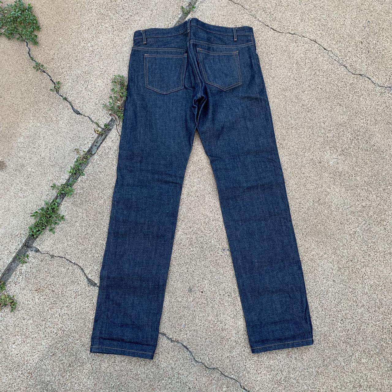 APC raw denim button fly red line jeans. Light... - Depop