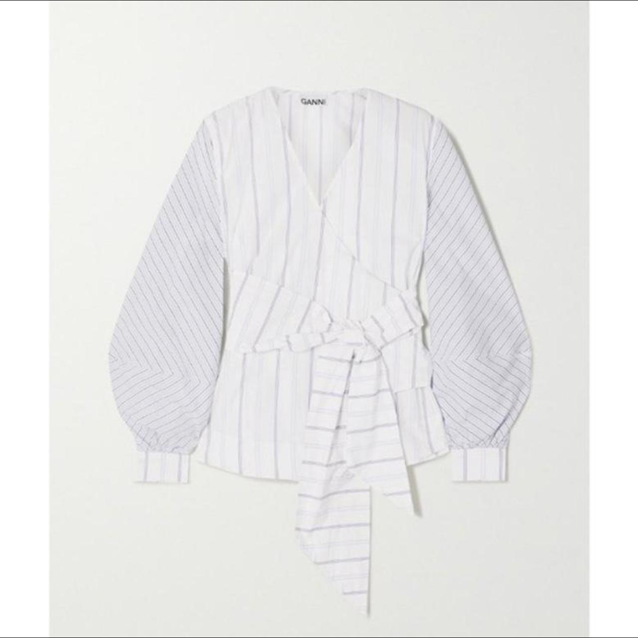 Product Image 1 - Ganni wrap style stripe blouse.