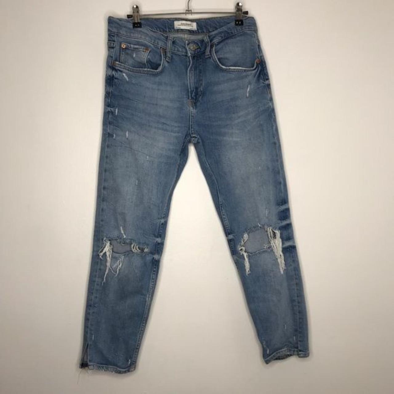 Zara Distressed Denim Jeans Size 6 Color is a shade... - Depop