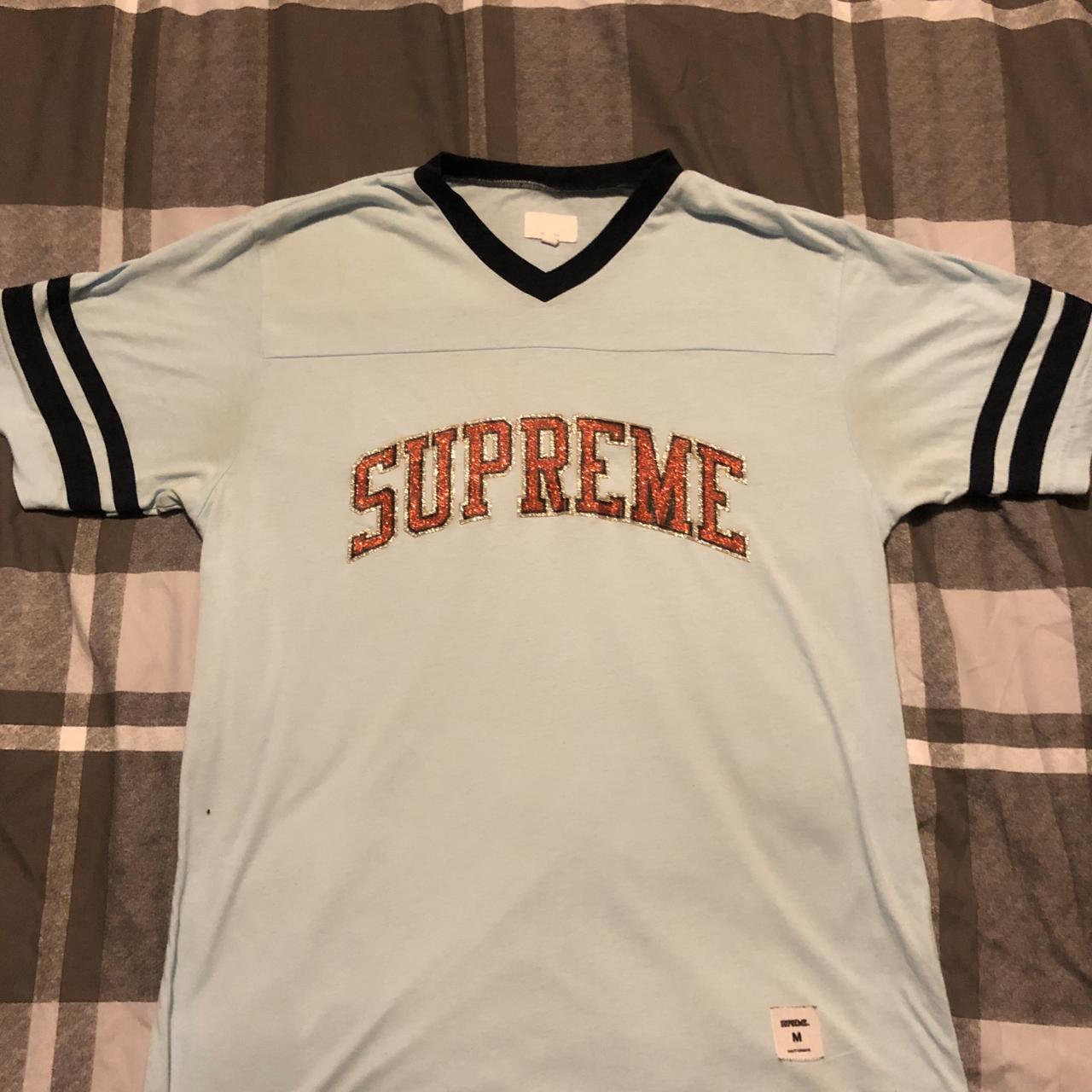 Supreme Glitter Arc Football Top - Medium Light... - Depop