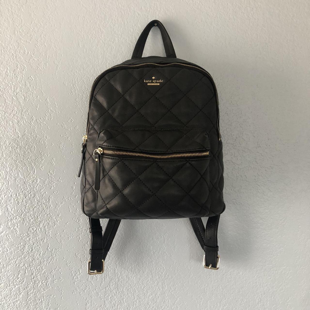 Kate spade black outlet quilted backpack