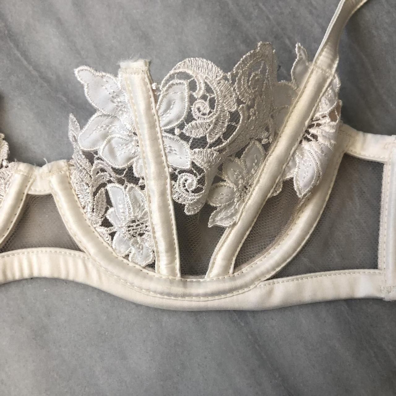 STUNNING white and cream sheer lace Amelie bra by - Depop