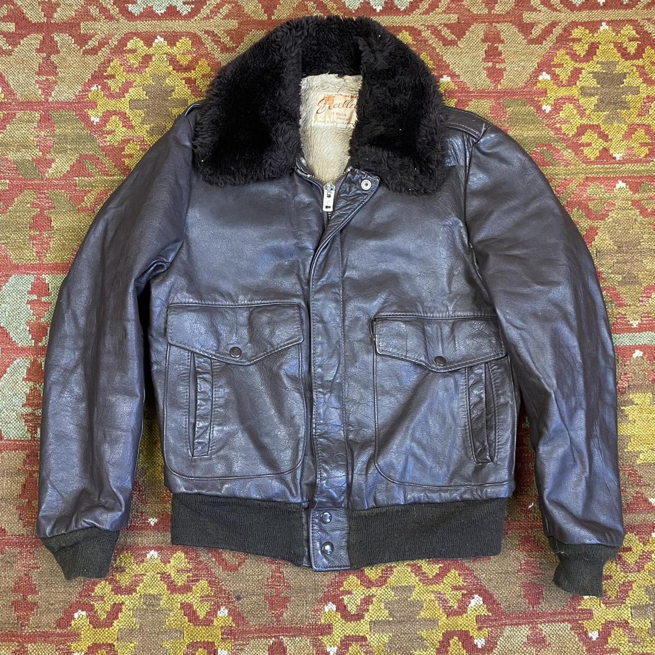 Vintage 1970s excelled brand leather bomber jacket... - Depop