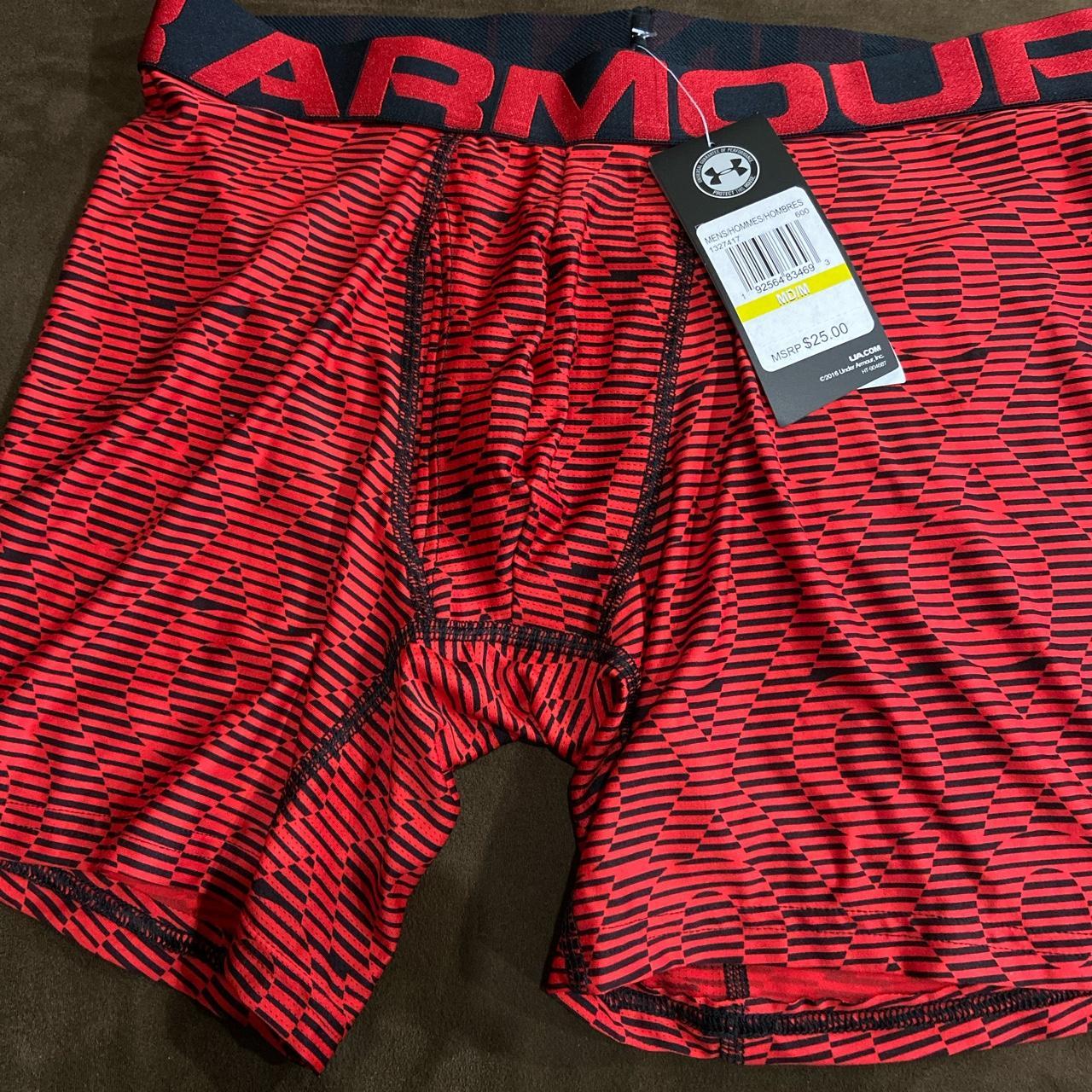 under armour microfiber boxer briefs red and black... - Depop