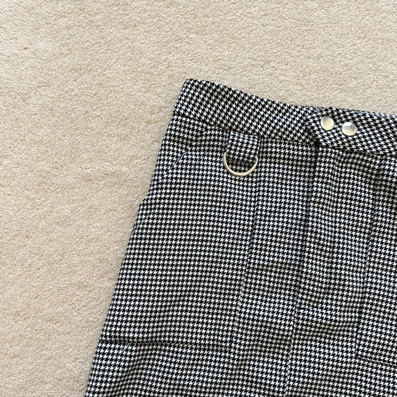 Pull&Bear black and white checked mini skirt with... - Depop