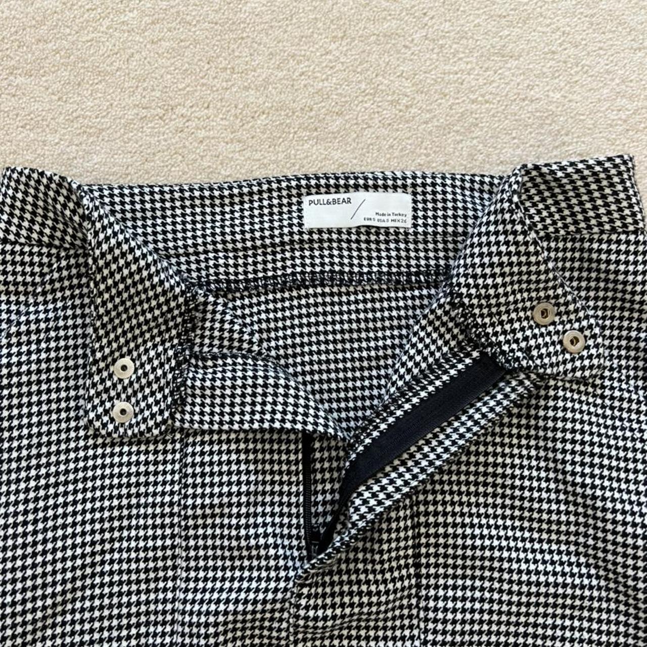 Pull&Bear black and white checked mini skirt with... - Depop