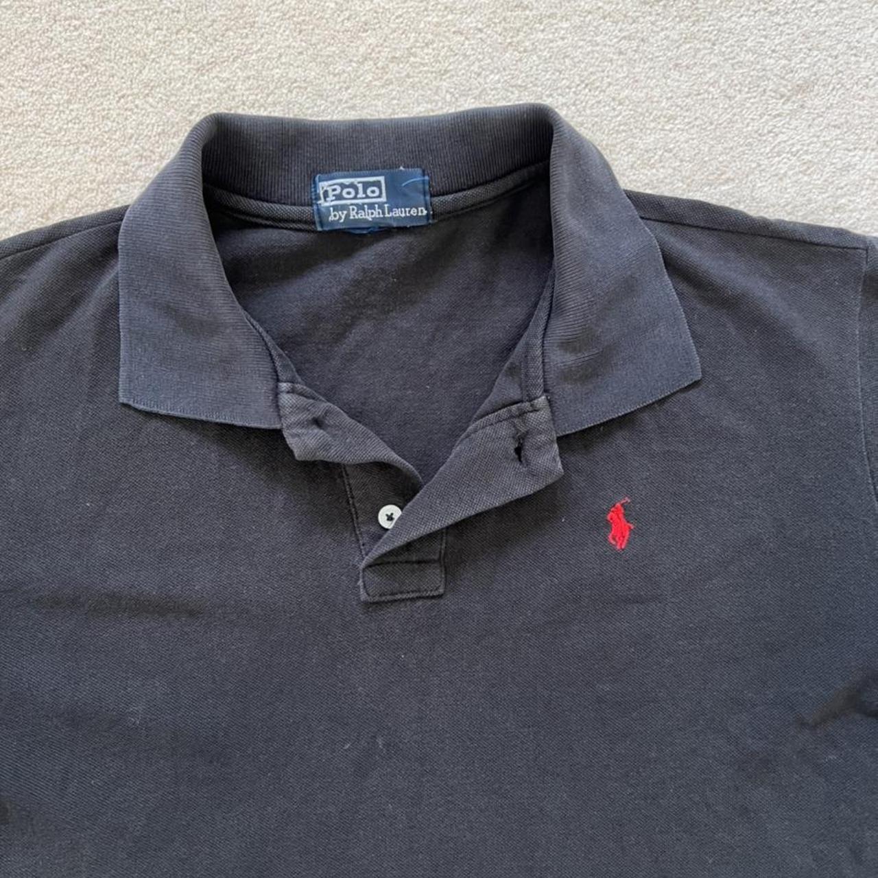 Vintage Polo Ralph Lauren black shirt with red logo... - Depop