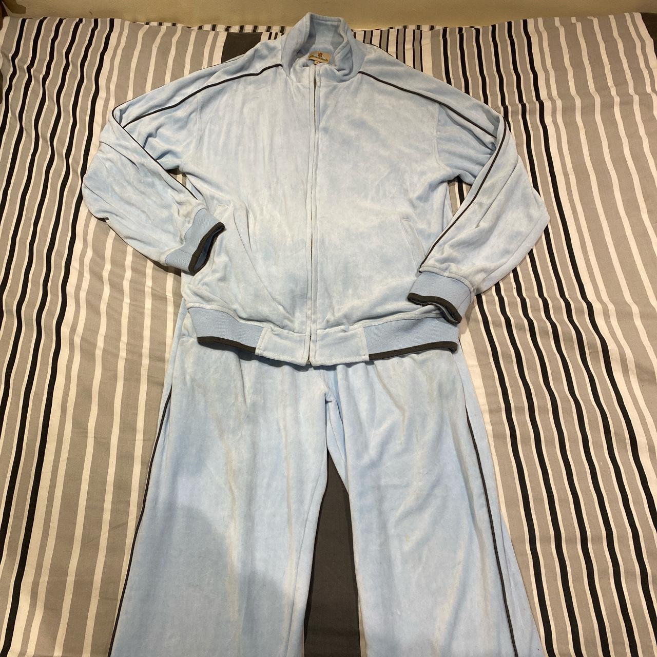 BABY BLUE VELOUR TRACKSUIT. TRACK TOP & JOGGERS. Depop