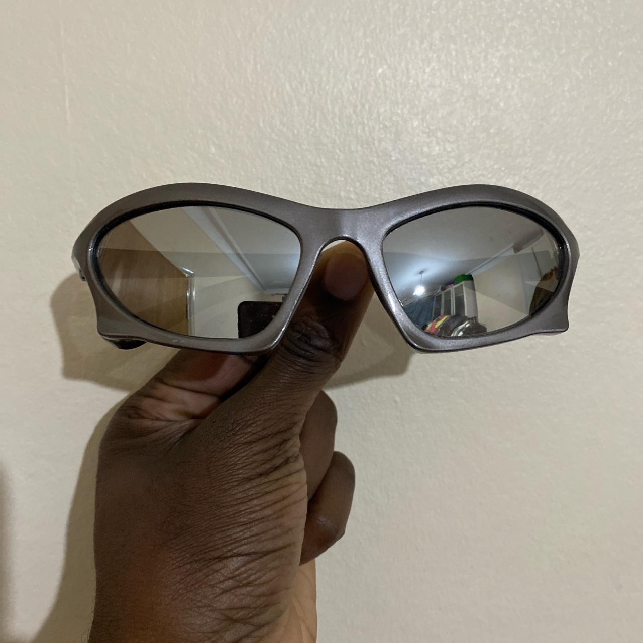 Silver Y2k Wrap Round Geometric Sunglasses With Depop 