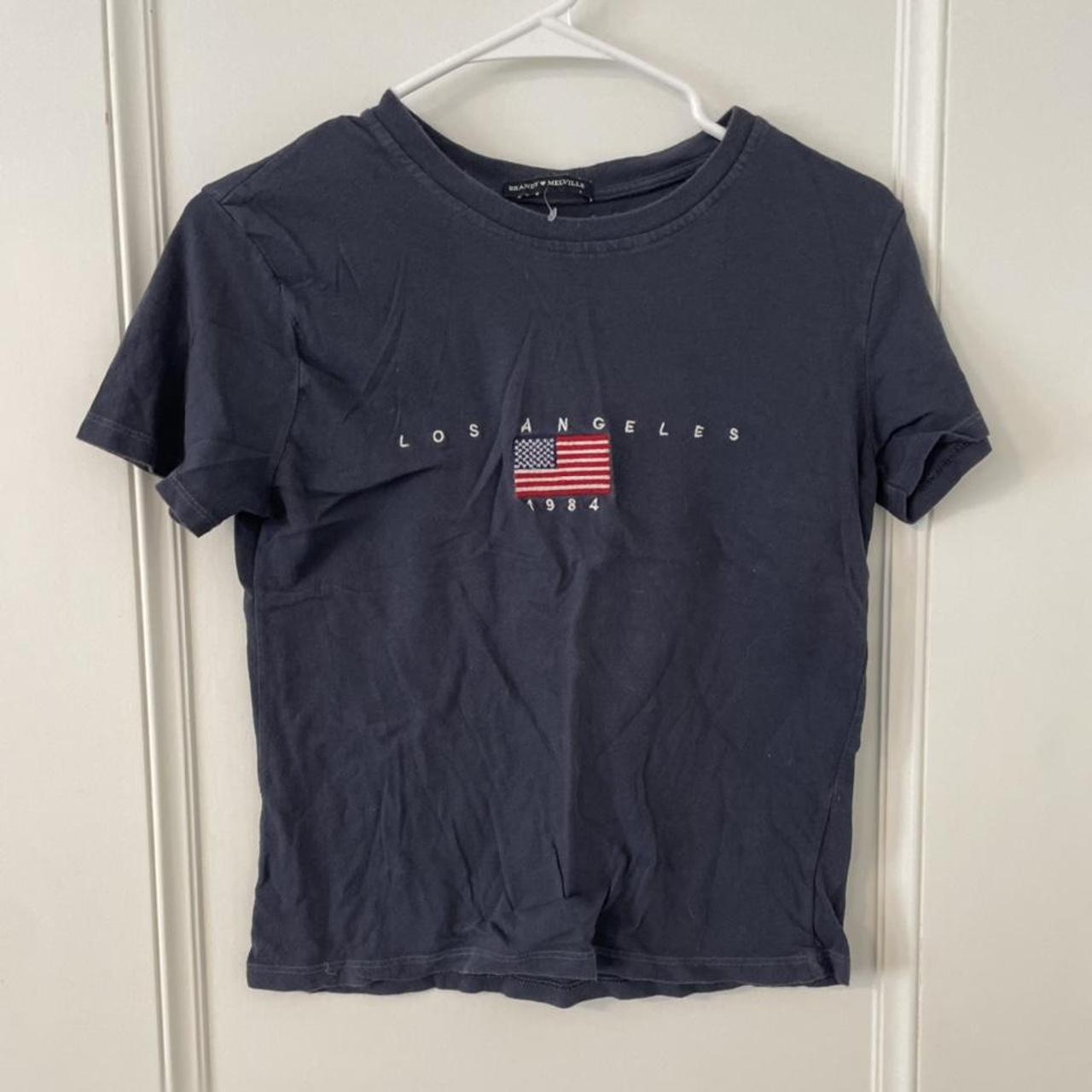 cute navy los angeles brandy melville t shirt with... - Depop