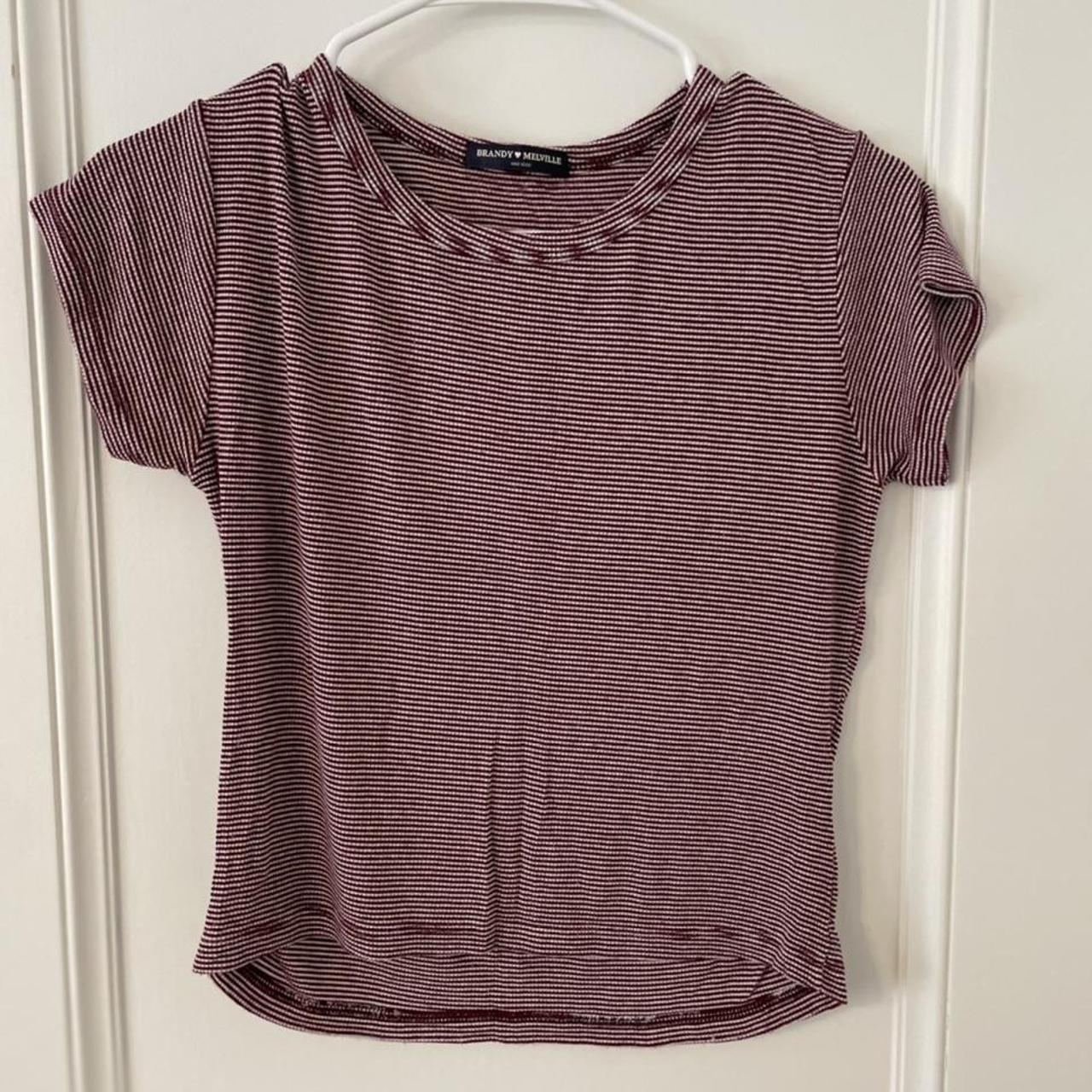 brandy melville maroon striped t shirt - Depop