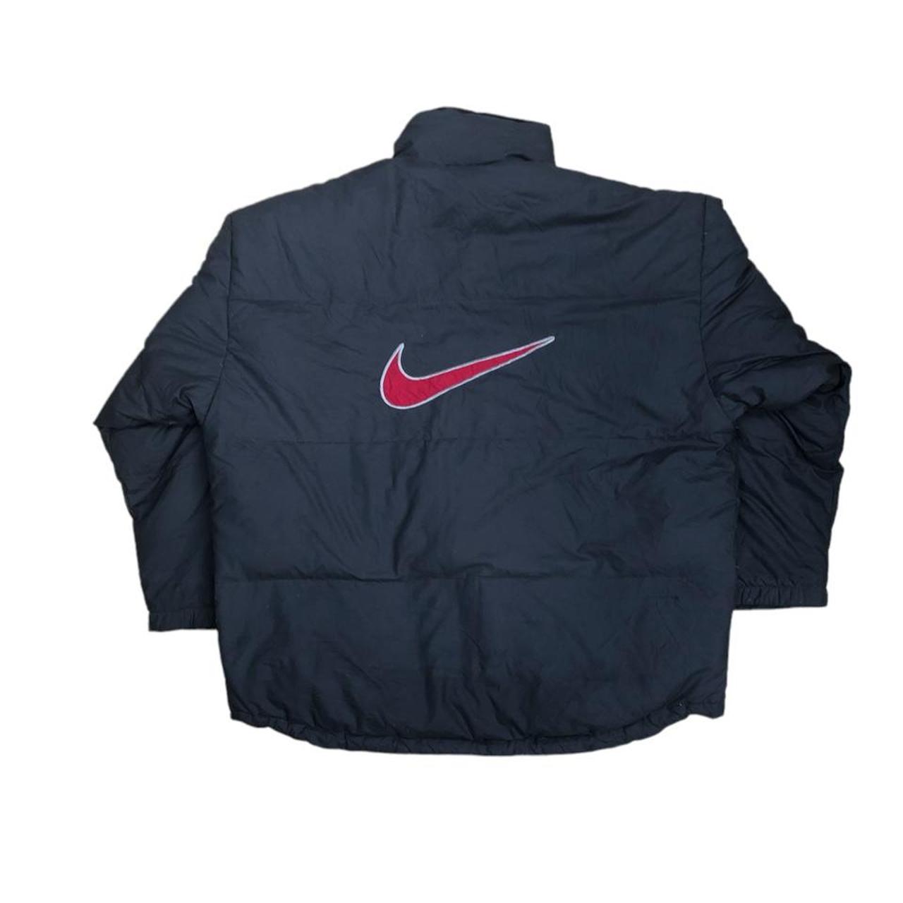 awesome vintage nike puffer jacket with swoosh on... - Depop