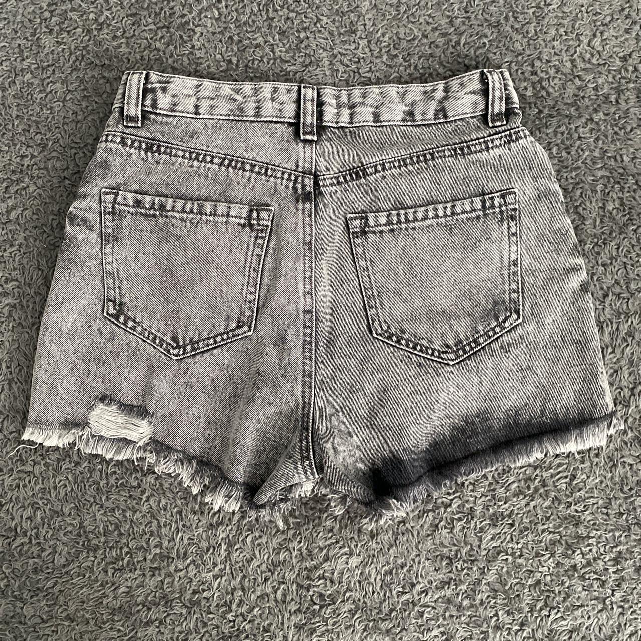Primark grey denim super high waist shorts. Ripped... Depop