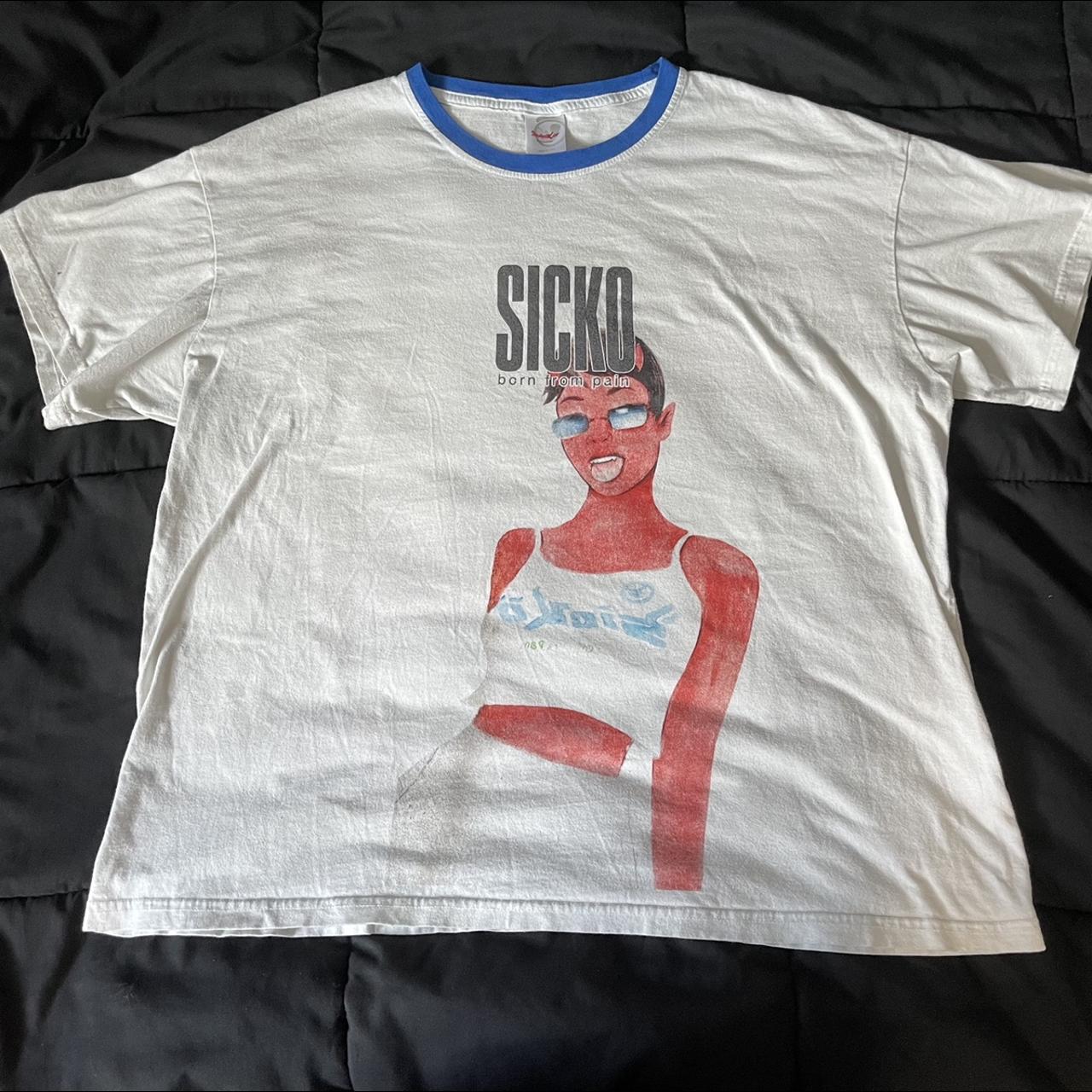 Sicko Born From Pain Rex Ringer T-Shirt -blue Size... - Depop