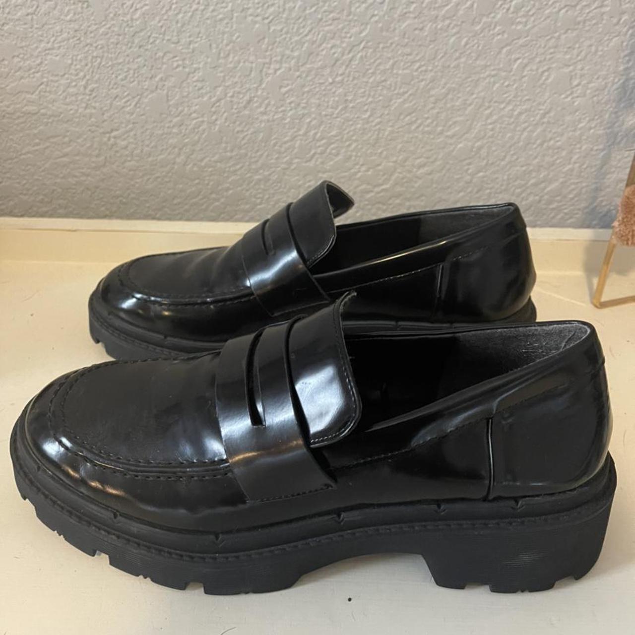 Black chunky loafers, great condition & worn once - Depop