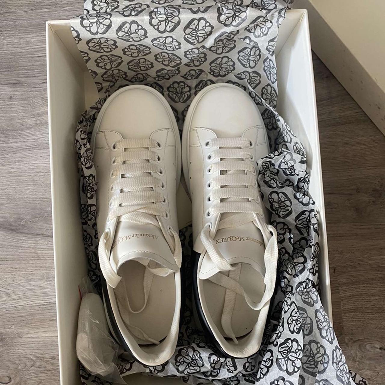 Men’s Alexander Mcqueen sneakers white/black size 8... - Depop