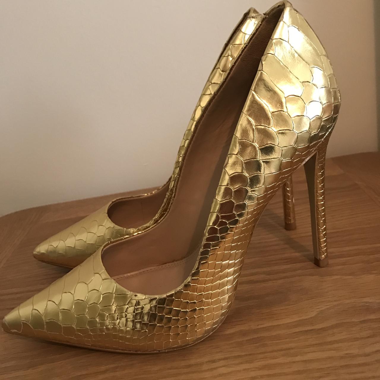 Dune gold snake skin heels Size 5 Wore half a day