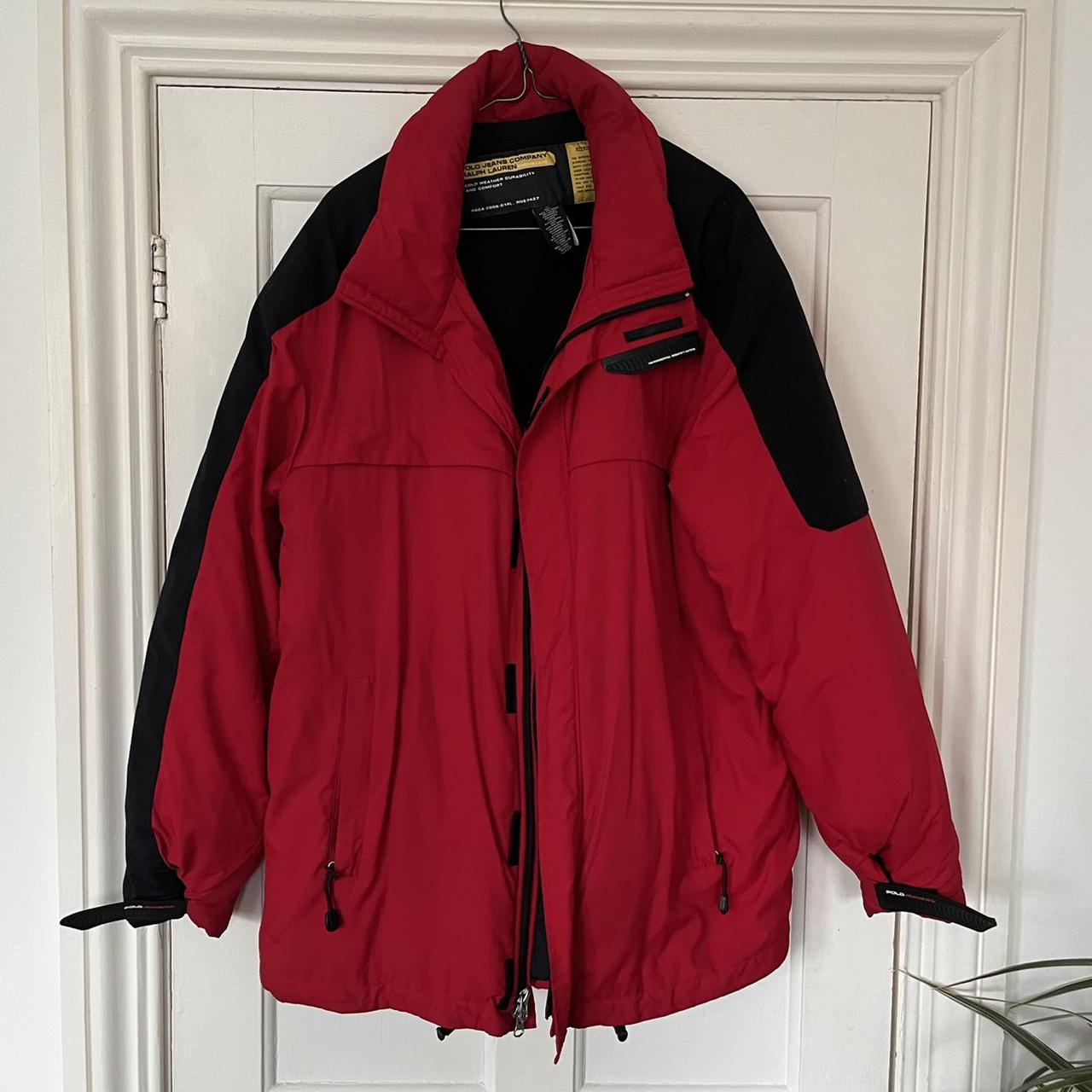 Polo Ralph Lauren Red Puffer Coat Condition - 9/10... - Depop