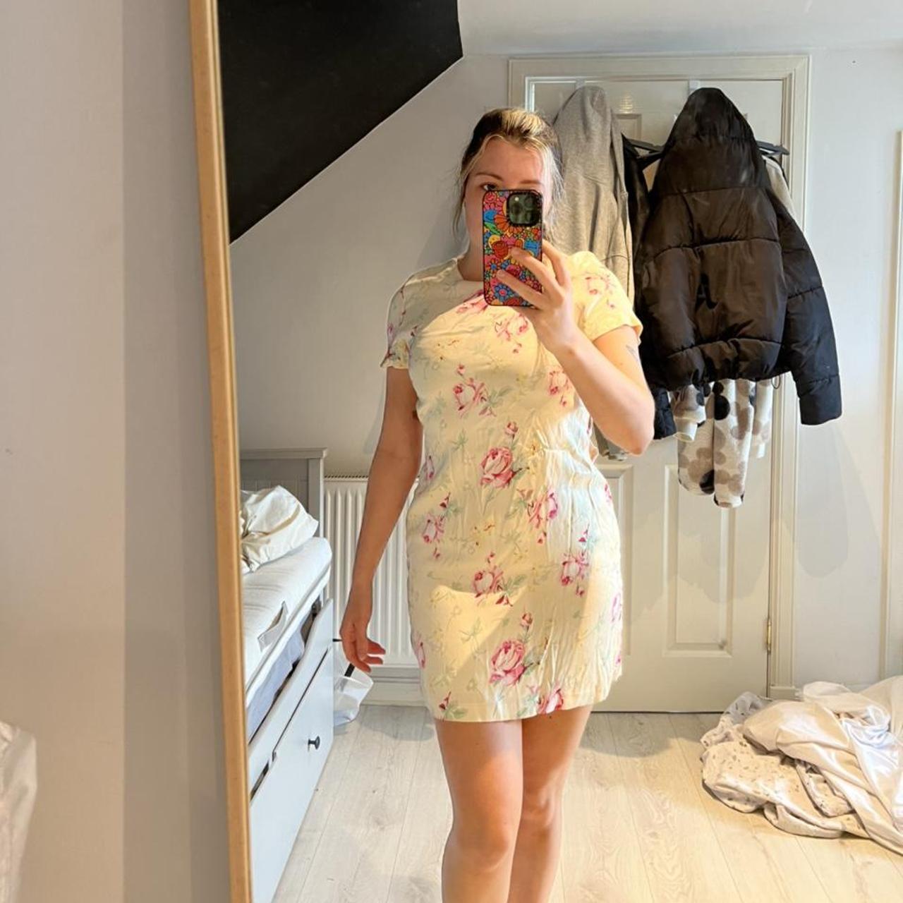 Zara Cream Floral Tea Dress Size S. Brand new and... Depop