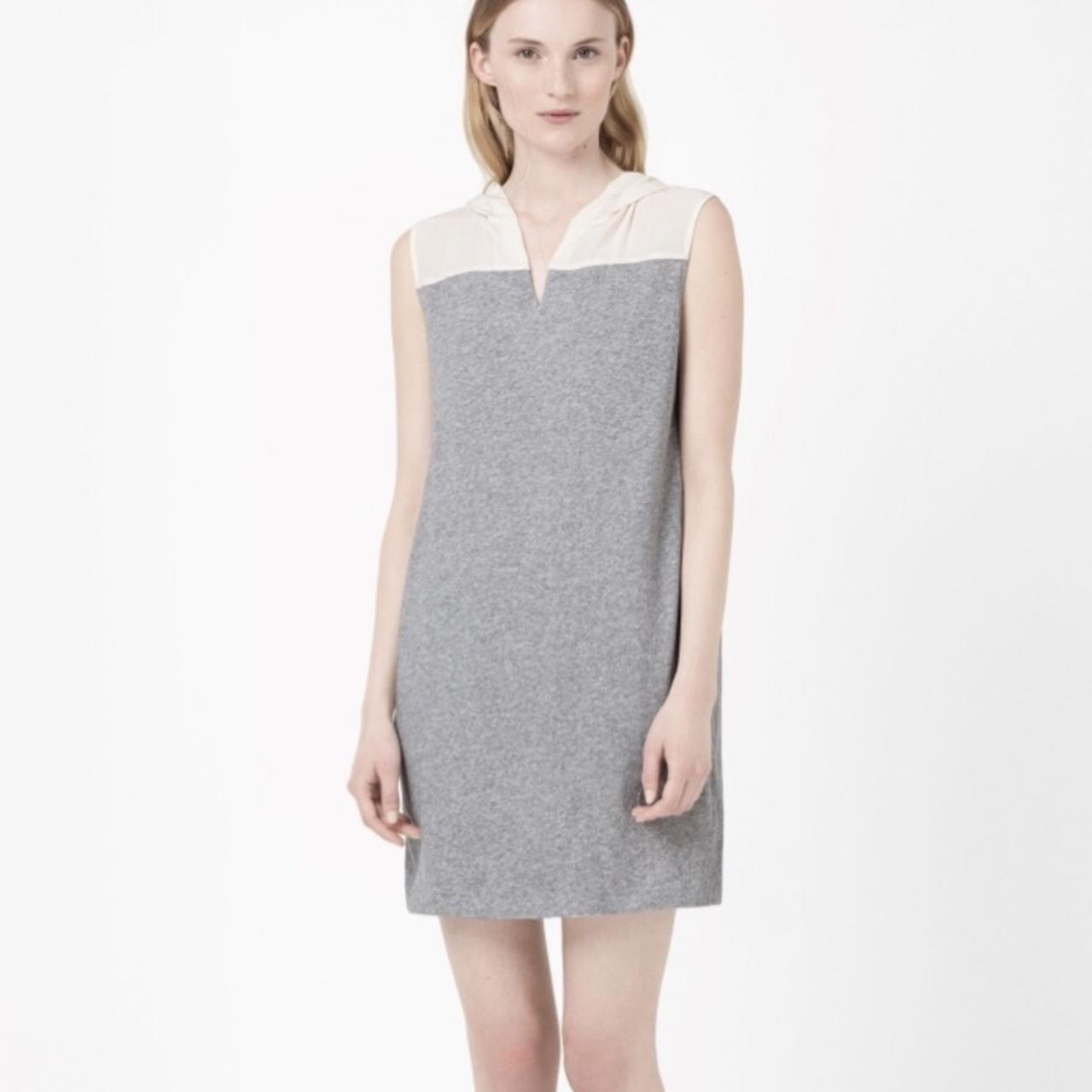 COS Women's Grey and White Dress | Depop