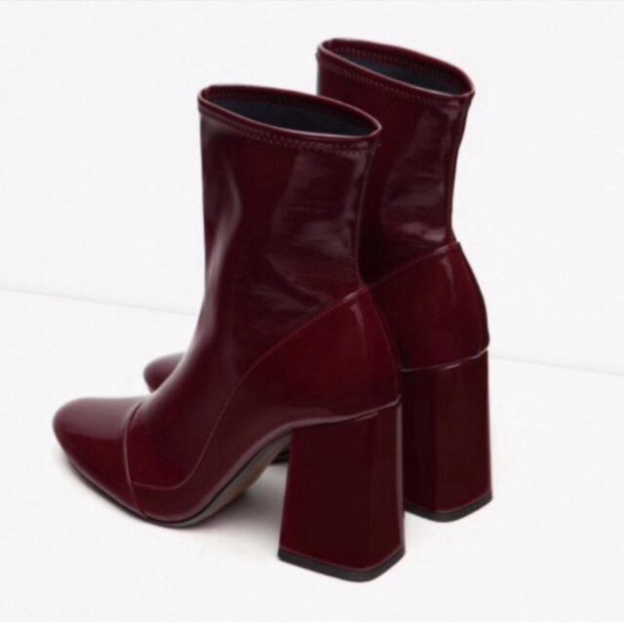 Zara red patent store boots