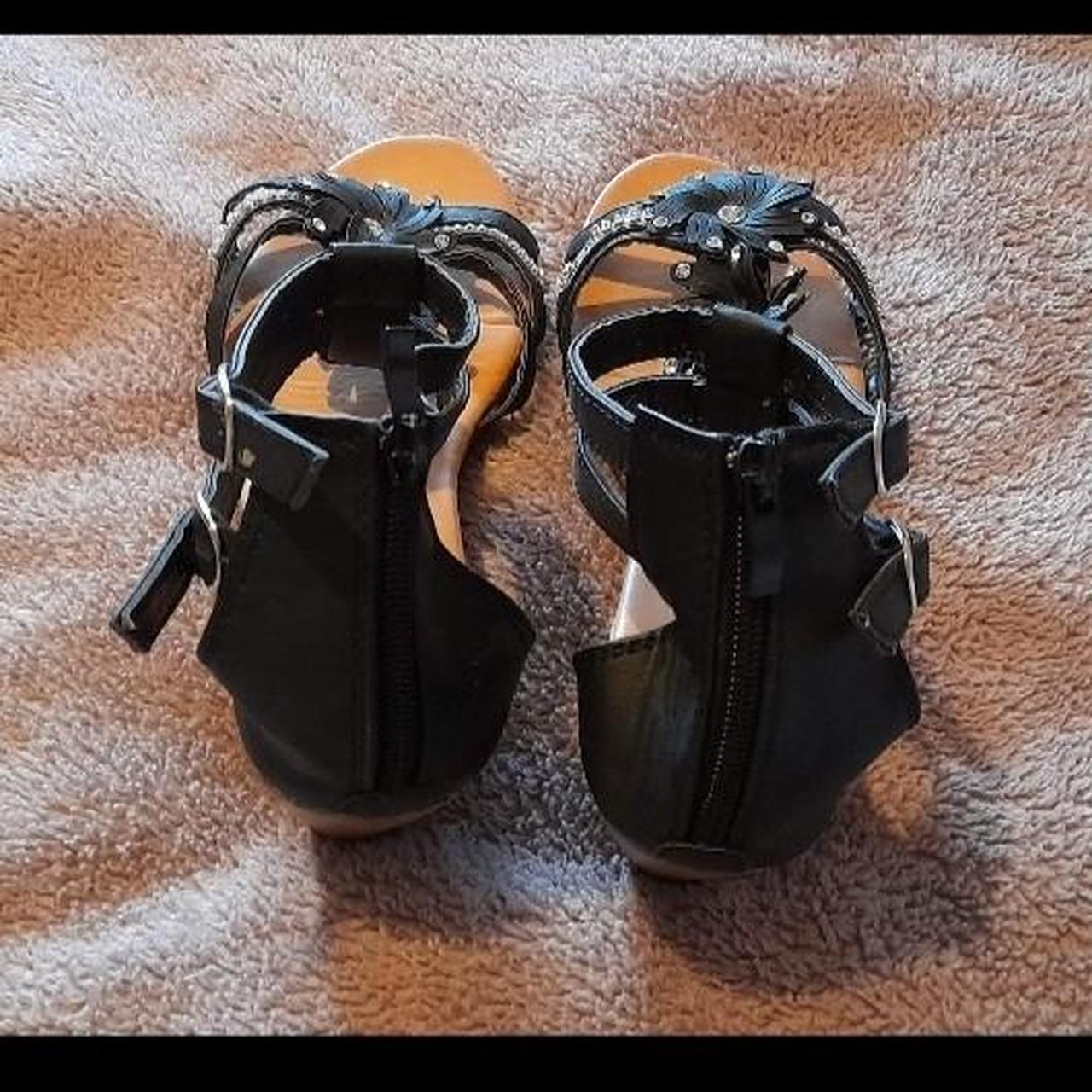 Black beaded, wedged sandals Gorgeous Libra Pop... - Depop