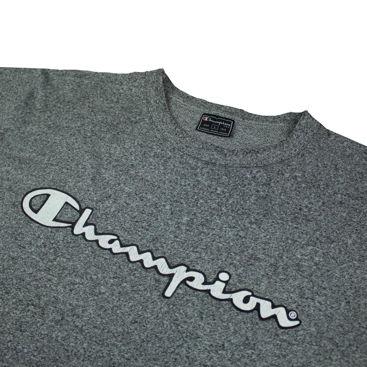 Champion Men's Grey and White T-shirt | Depop