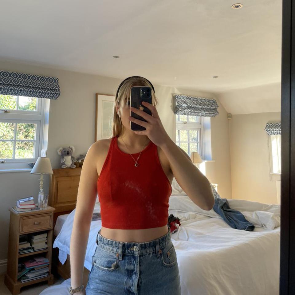 Zara red rib tank crop top