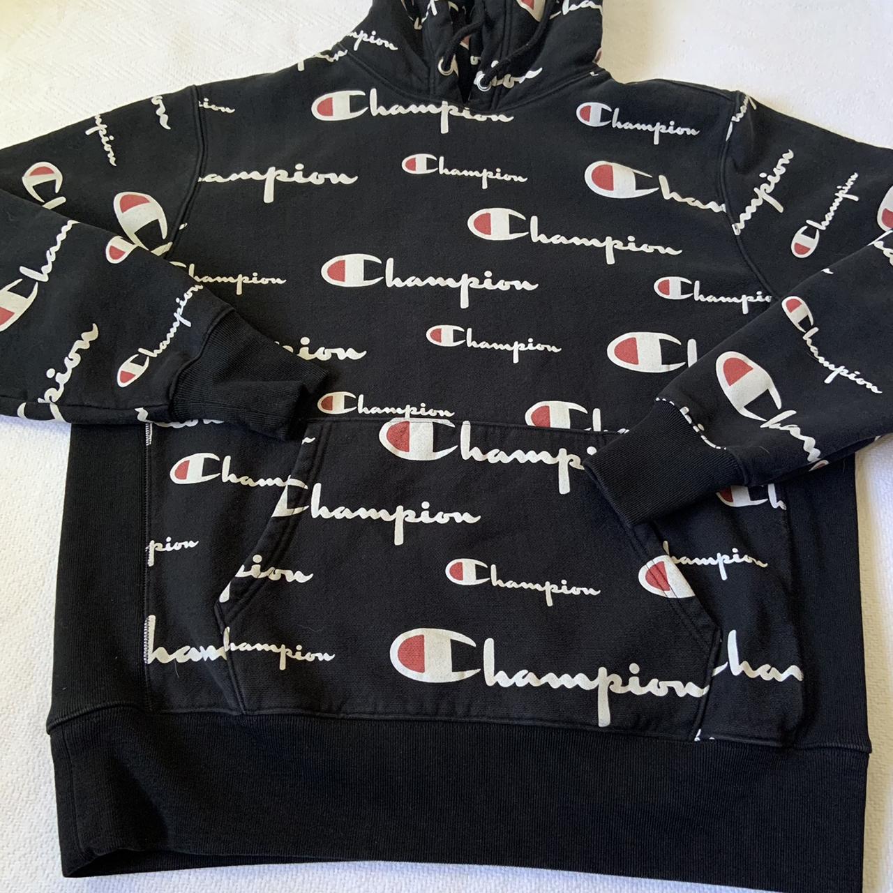 Black champion hoodie all over print hotsell