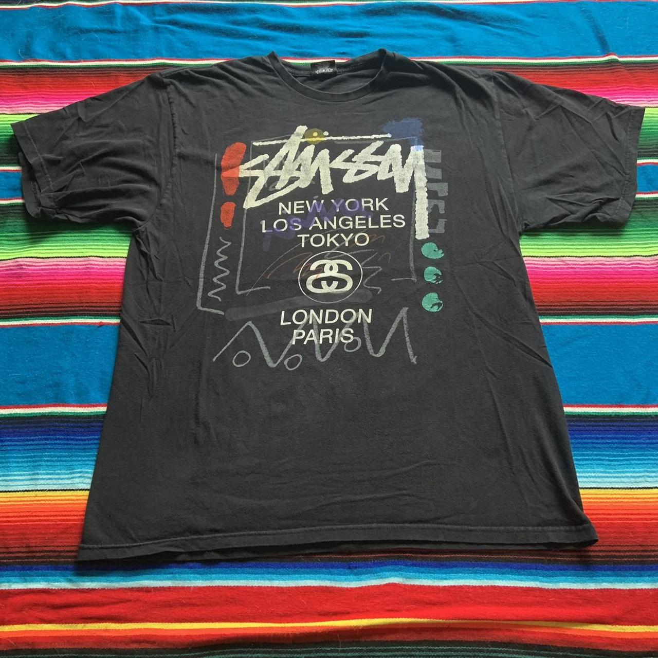 Black STUSSY world tour paint y shirt 🎨 , -general...