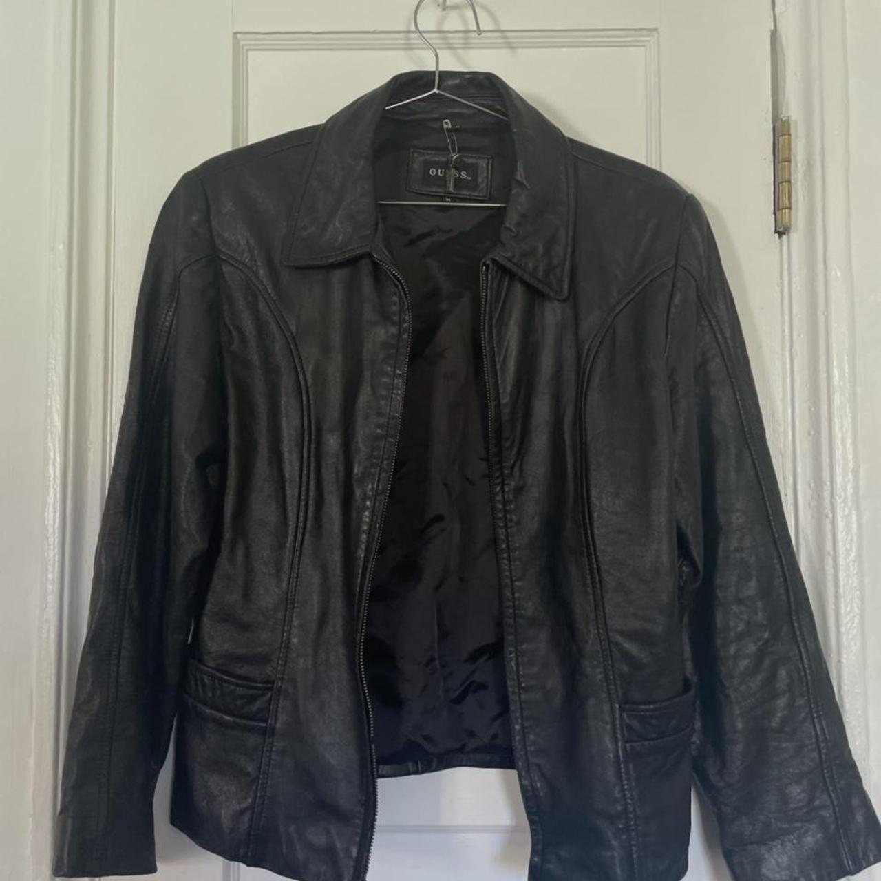 90’s style faux leather jacket GUESS women’s medium... - Depop