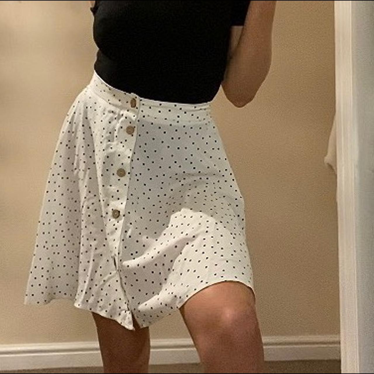 White polka dot skirt from New Look. Worn for the... - Depop