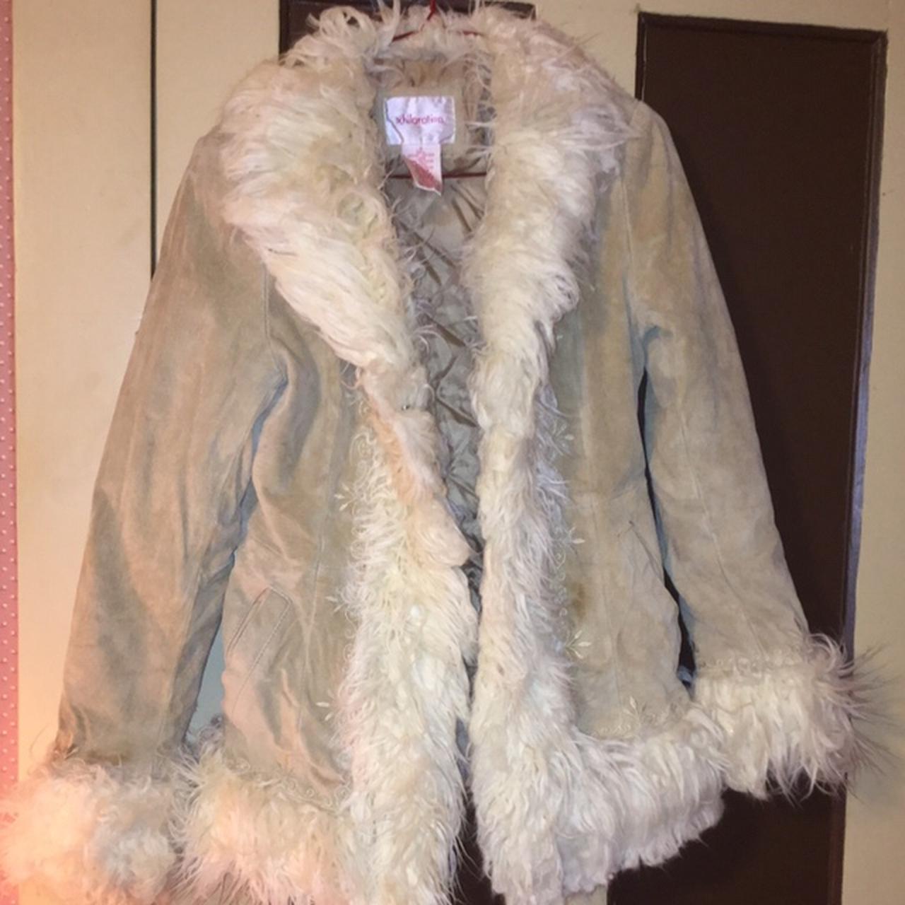 Vintage styled 1970s Llama fur coat with flower... - Depop