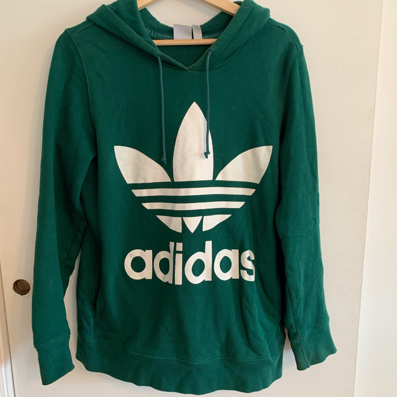 good as new, barely worn hunter green adidas hoodie... - Depop