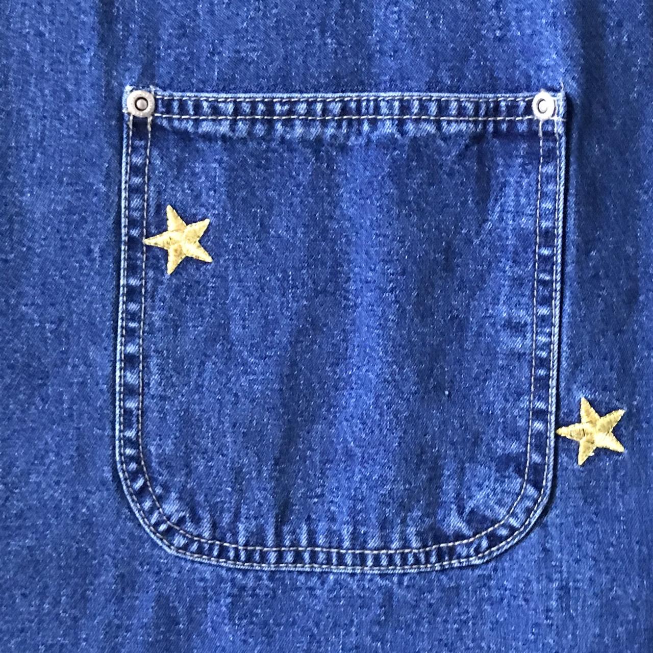 such a cute denim dress!! with embroidered stars !!... - Depop