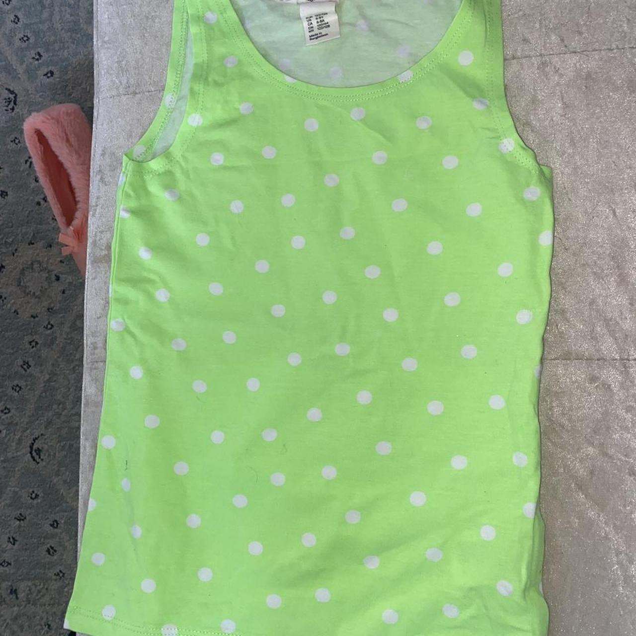 H&M girls green spotty vest age 68 never worn Depop
