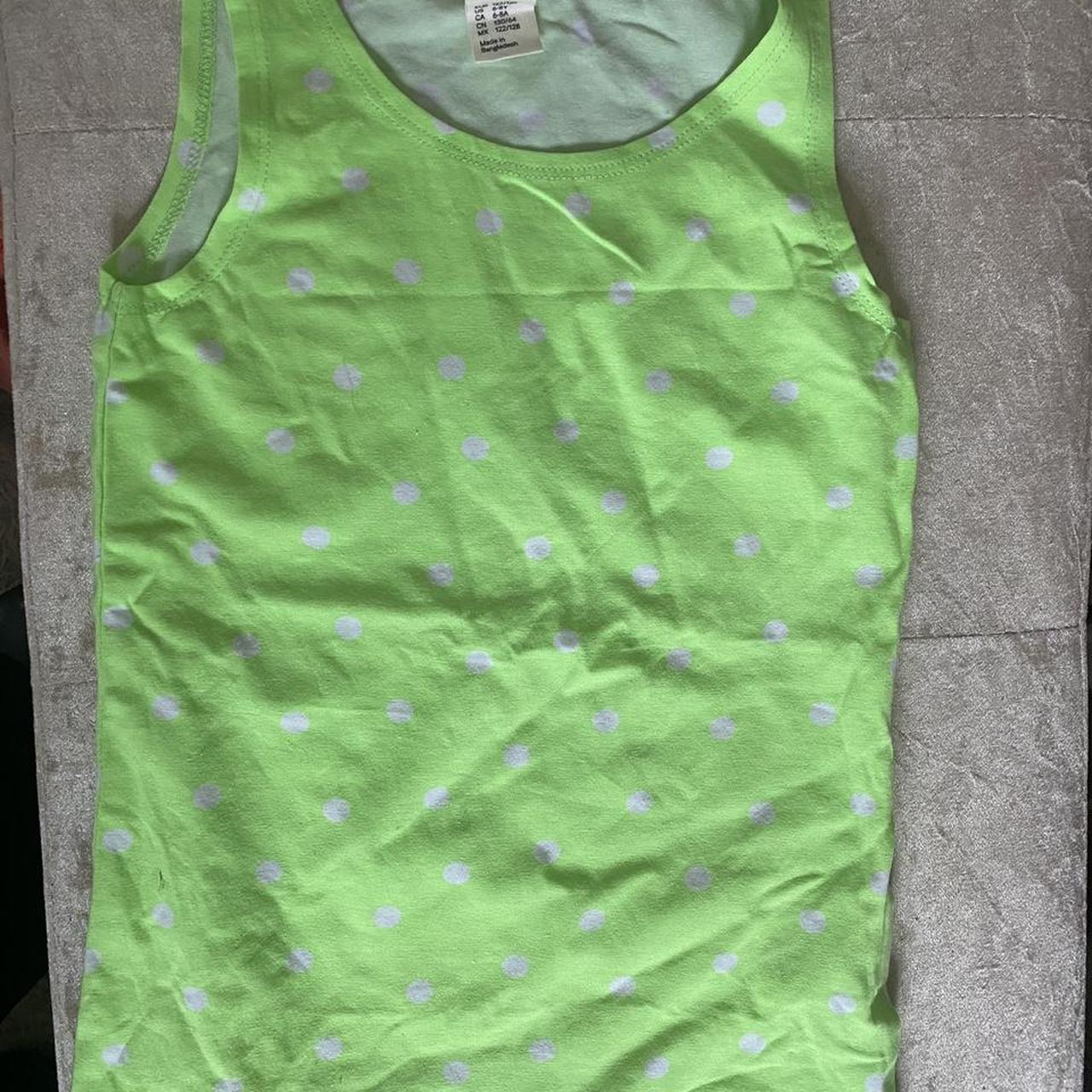 H&M girls green spotty vest age 68 never worn Depop