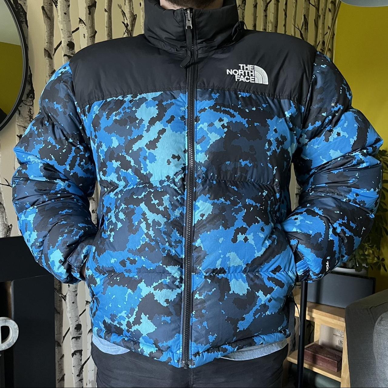 the north face blue camo puffer