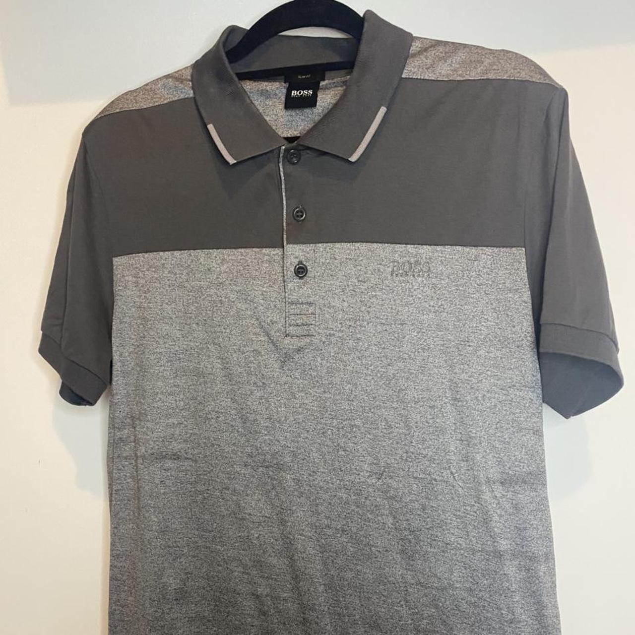 Hugo Boss Men's Grey Polo-shirts | Depop