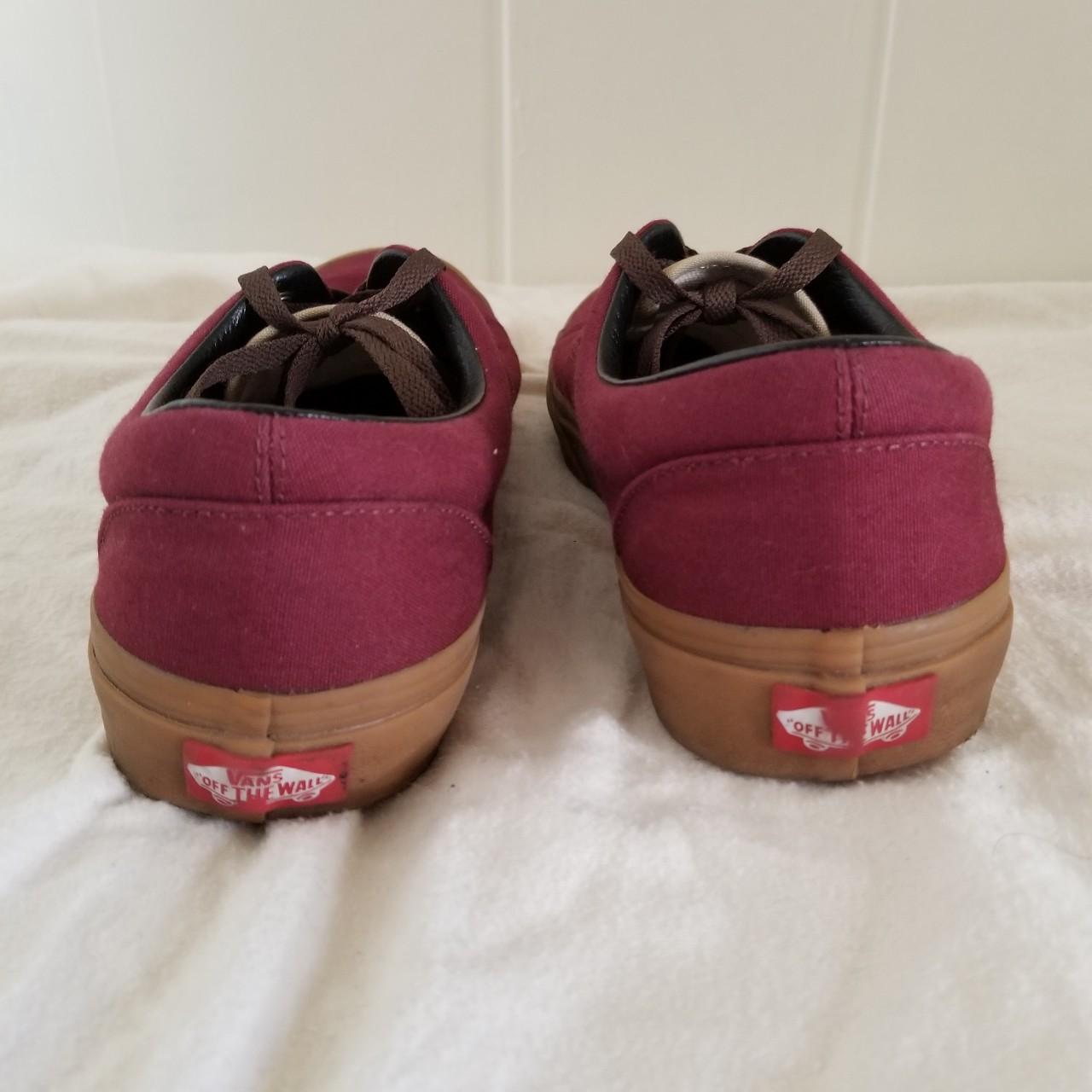 Burgundy vans with gum on sale sole