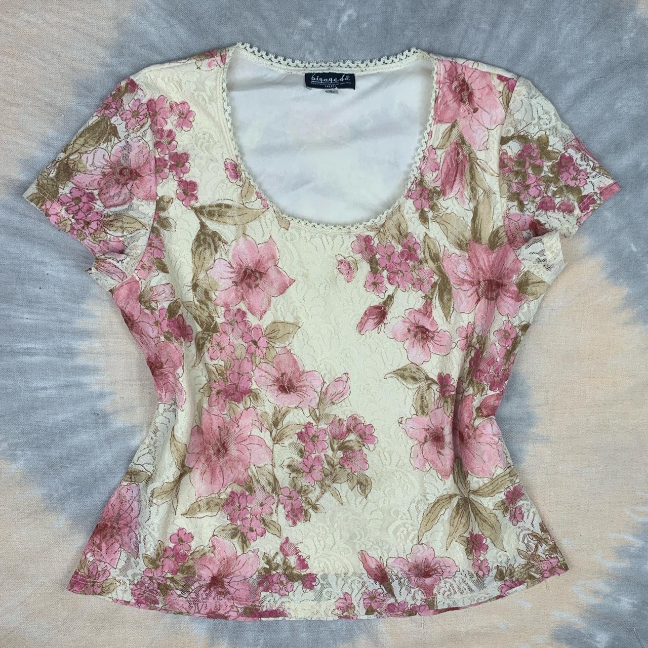 PINK FLORAL LACE TOP. By b.i.y.a.y.c.d.a. Believe In... - Depop