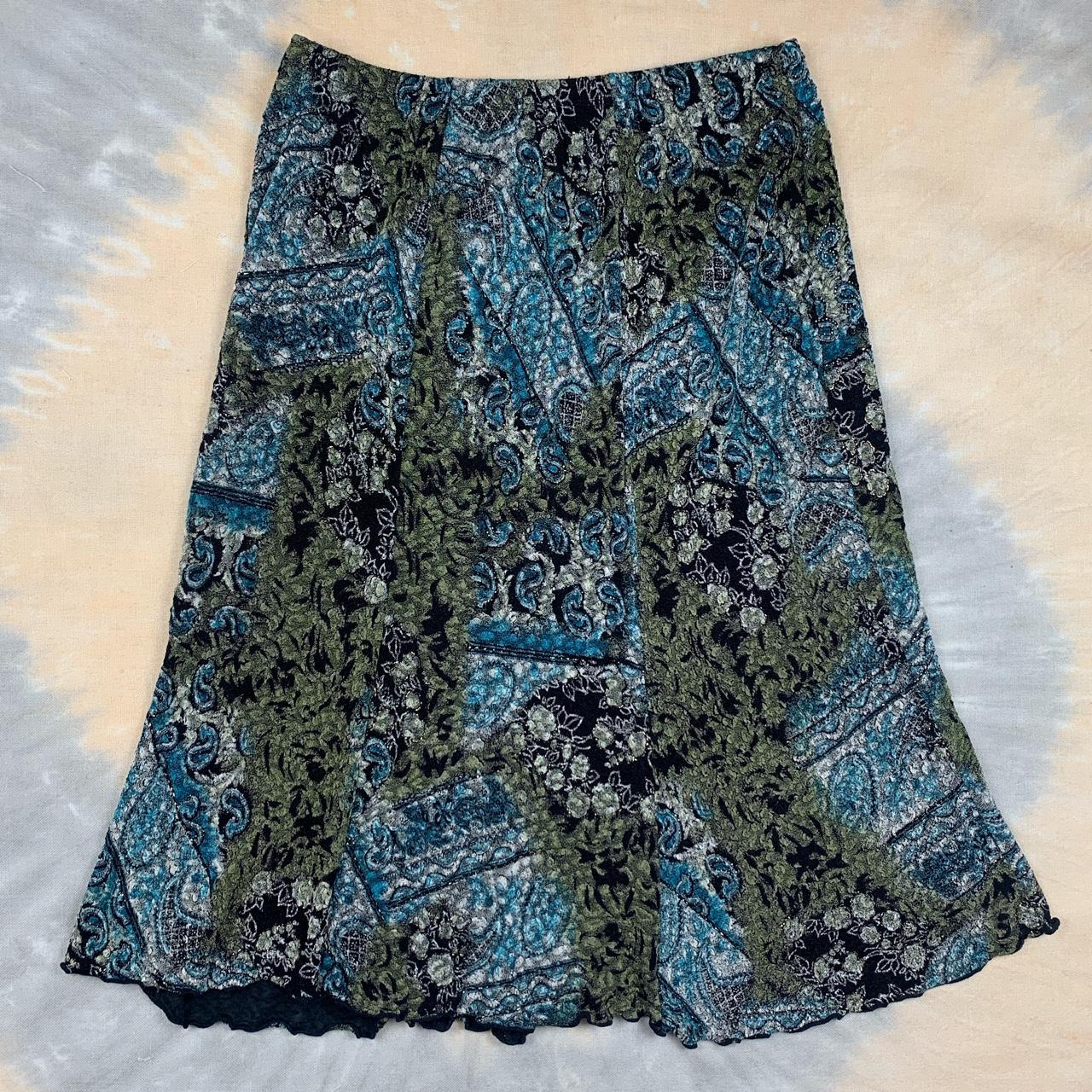 Notations Women's Blue and Green Skirt | Depop