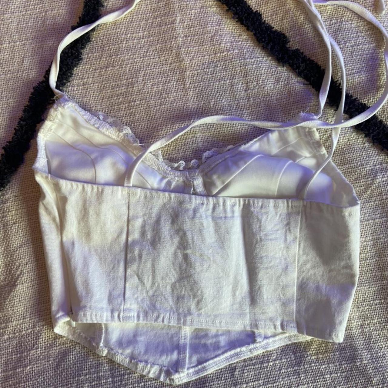 TIGER MIST white lace up corset crop top worn once... Depop