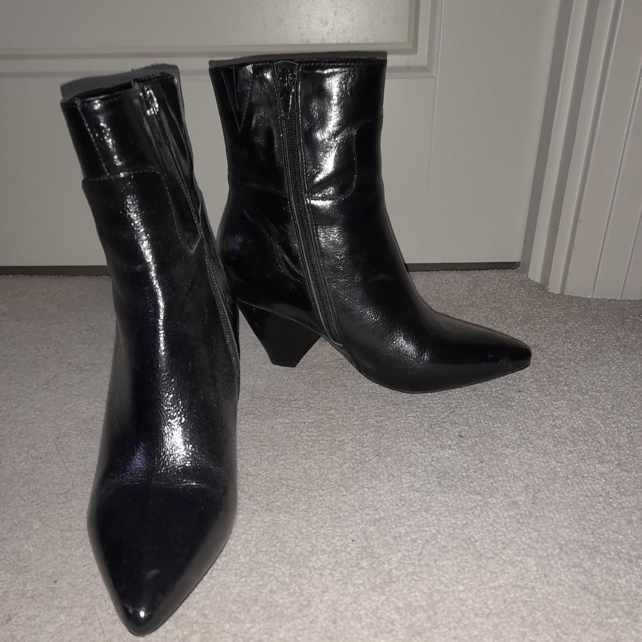 Jeffrey Campbell leather patent Black boots. Worn... - Depop