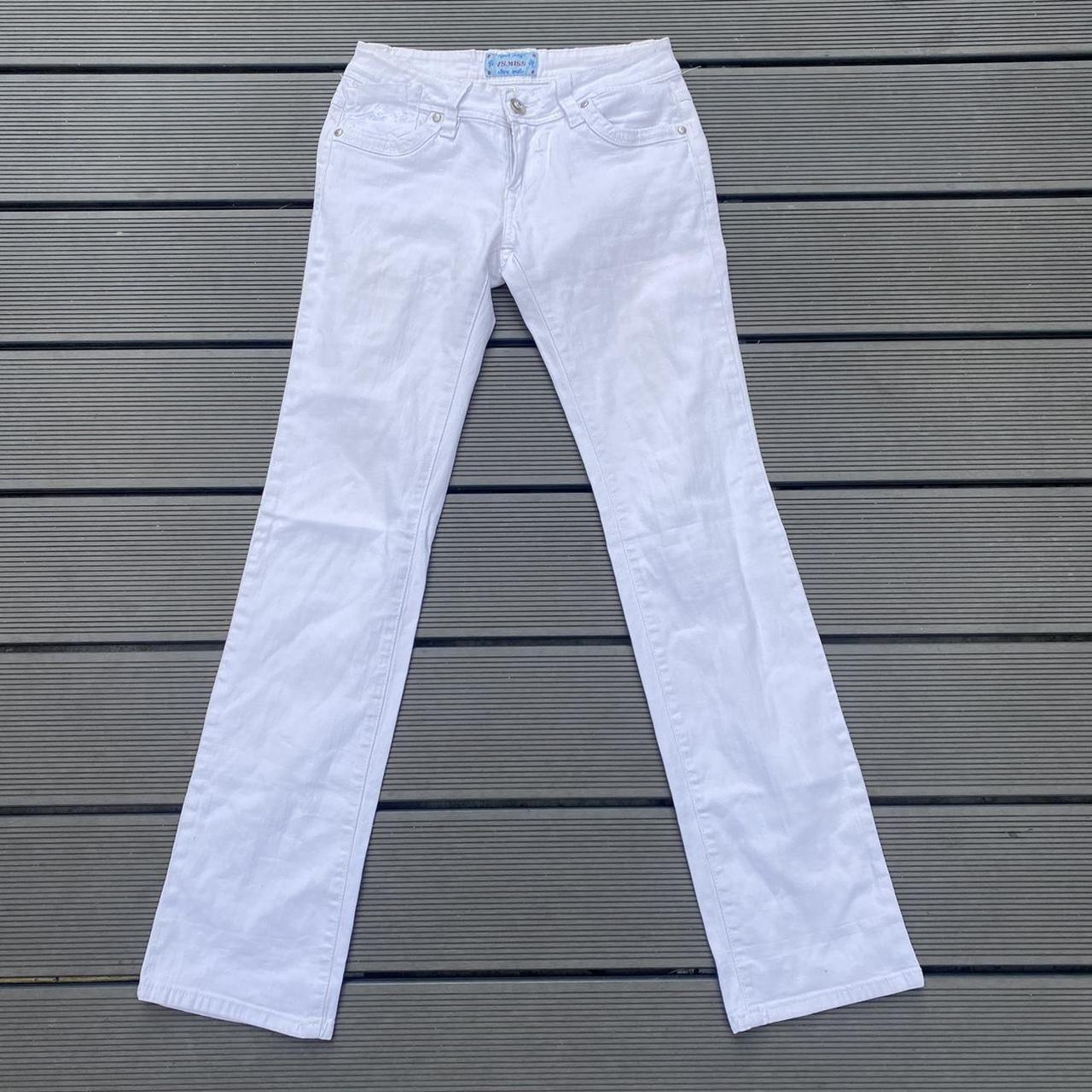 Women's White and Silver Jeans | Depop