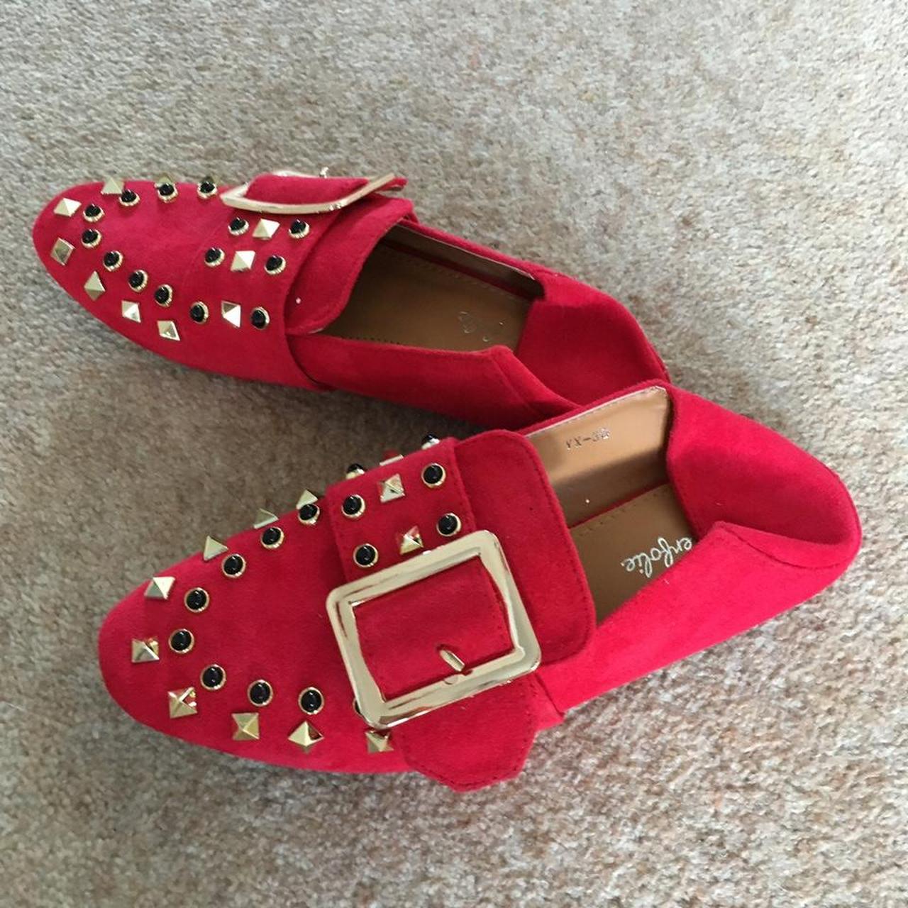 Red slip on shoes Brand new red slip on shoes with... Depop