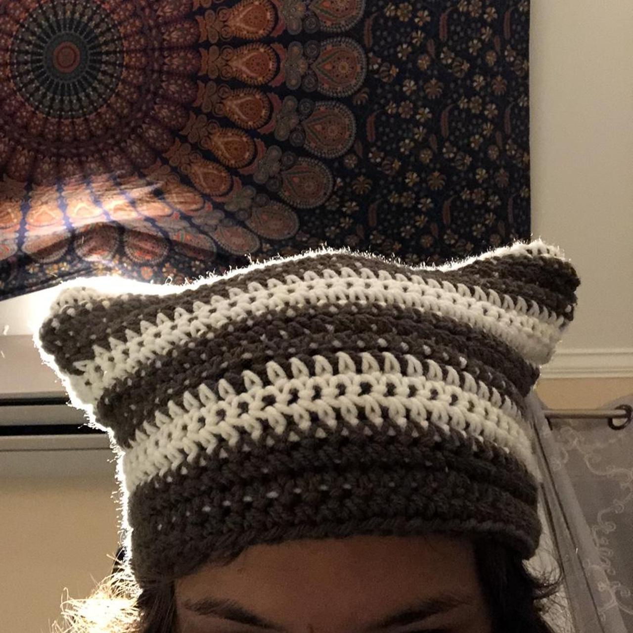 crochet star fuzzy cat hat !! us shipping only 100% - Depop