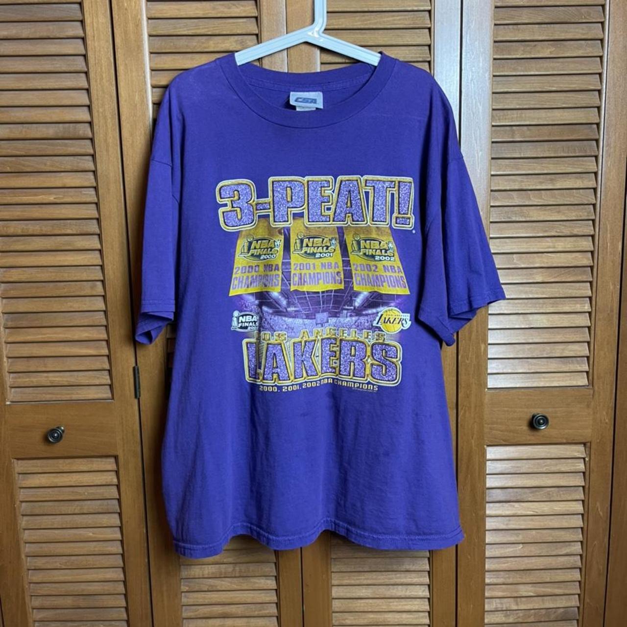 Vintage 80s NBA LA Lakers 3 Peat Shirt L Open to - Depop